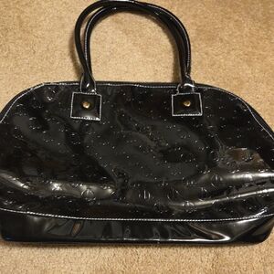 Black Patent Tote Handbag with Dual Top Handles